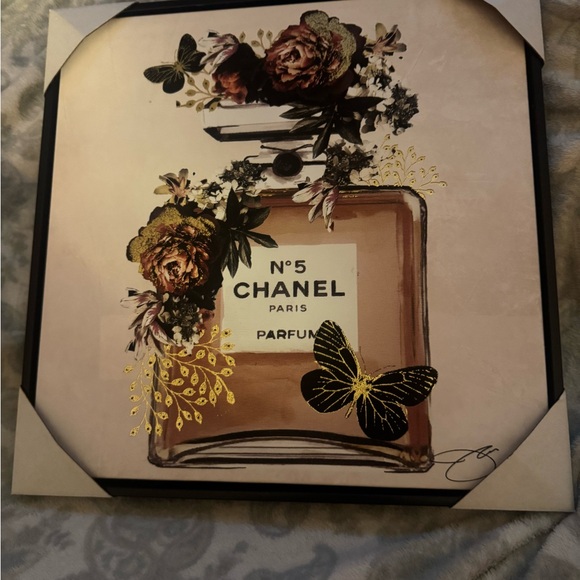 Hobby Lobby Other - Hobby Lobby Chanel Perfume Bottle Art - Black, Gold, Brown